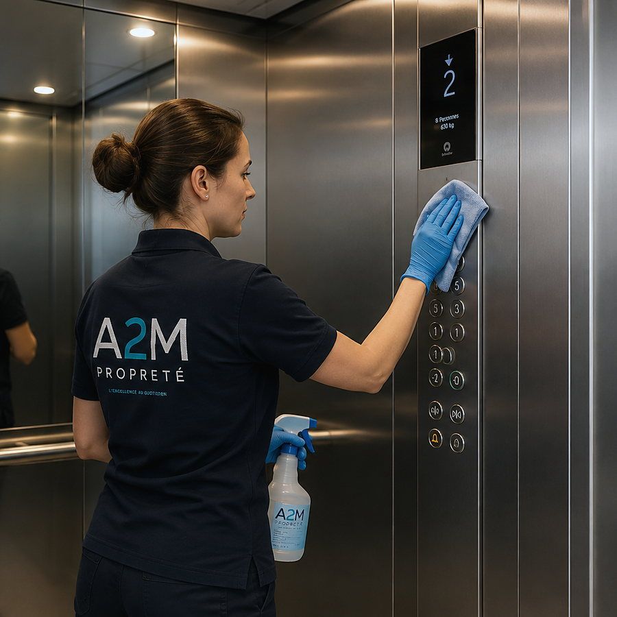 Désinfection des boutons d’appel d’un ascenseur